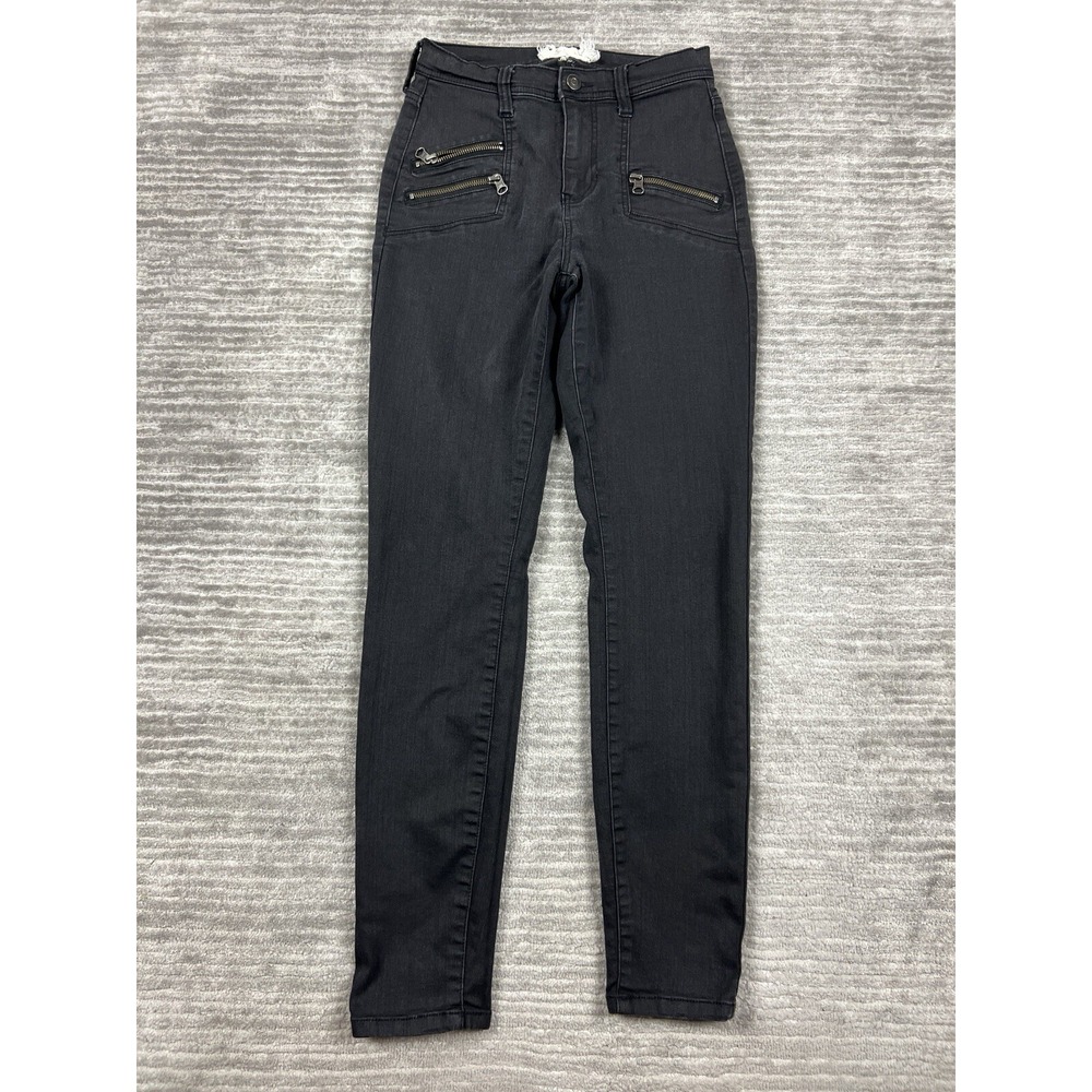 Altar'd State Jeans Women 24 Black Skinny High Rise Zipper Pocket Moto Utility